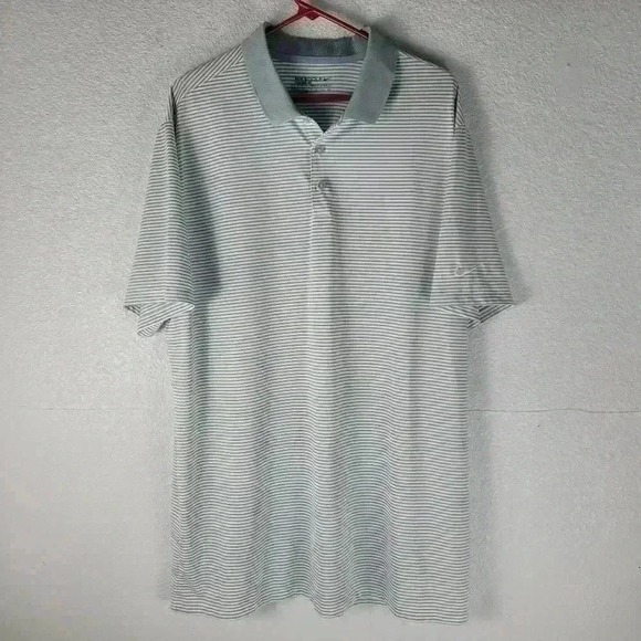 Lot Of 2 Nike Golf Shirt Mens 2XL Polo Dri Fit Standard Striped Grey Red - Picture 3 of 11